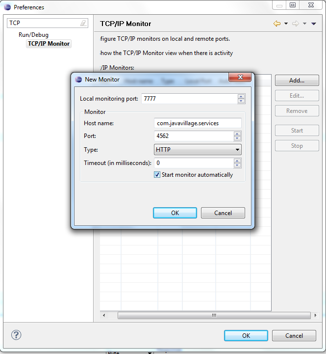 tcp ip monitor configure details