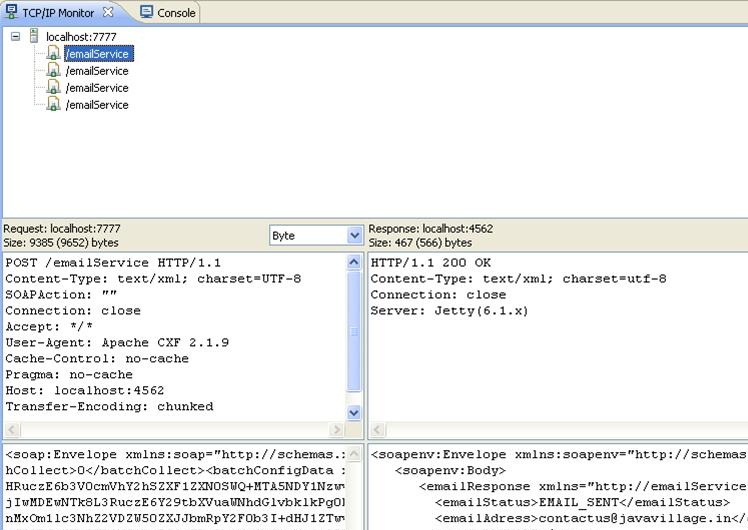 TCP IP monitor results in eclipse