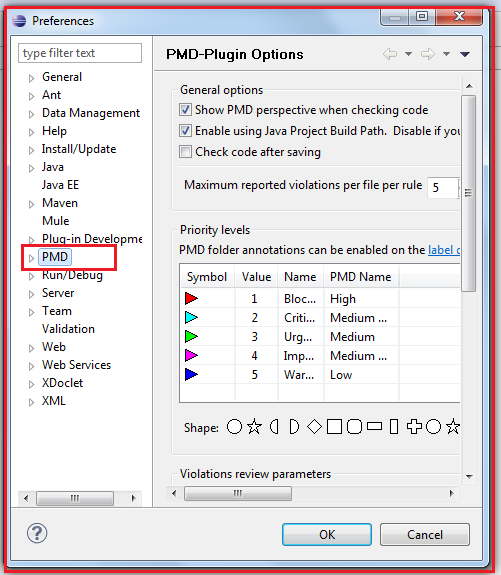 PMD plugin option